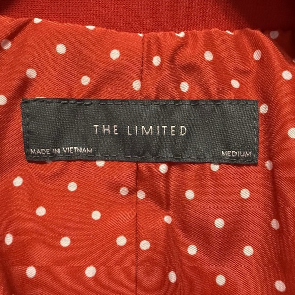 The Limited Red Single Button Blazer Polka Dot Lining M Preppy Academia 89-28 - Picture 3 of 13